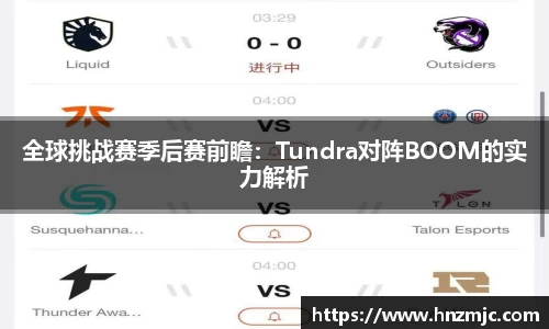 全球挑战赛季后赛前瞻：Tundra对阵BOOM的实力解析